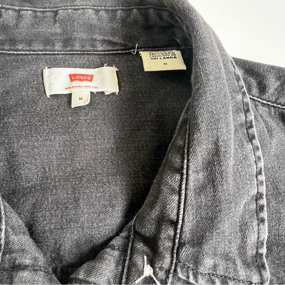 Levi's Charcoal Button-Up Pearl Snap Denim Dress Size Large - Picture 3 of 6